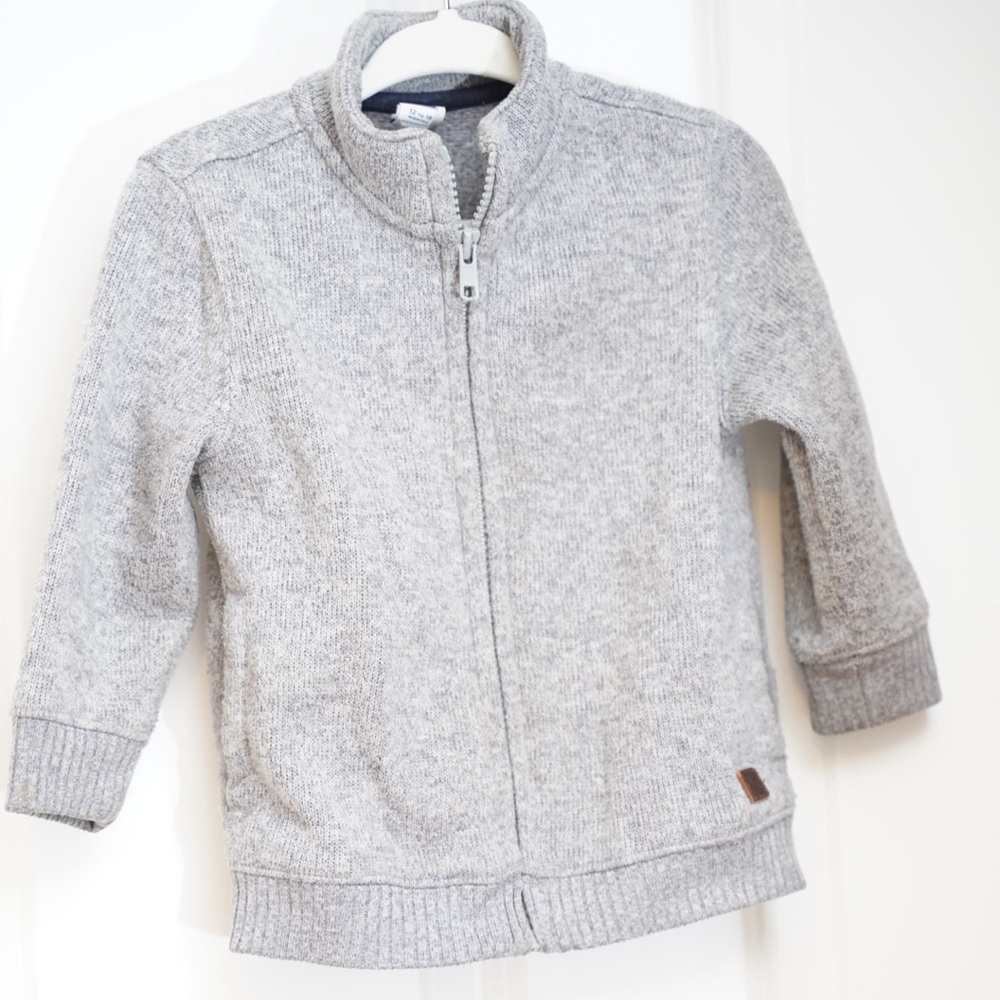 Janie and Jack Light Gray Kids Zip-Up Hoodie